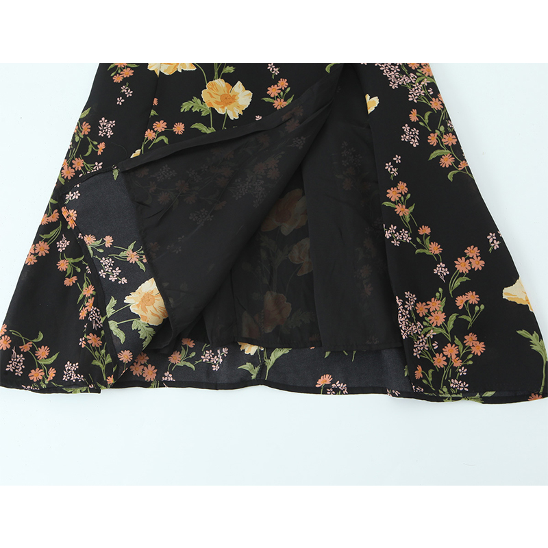 French Vintage Floral Midi Dress - YENKYE Franse Stijl Vintage Bloemenprint Sling