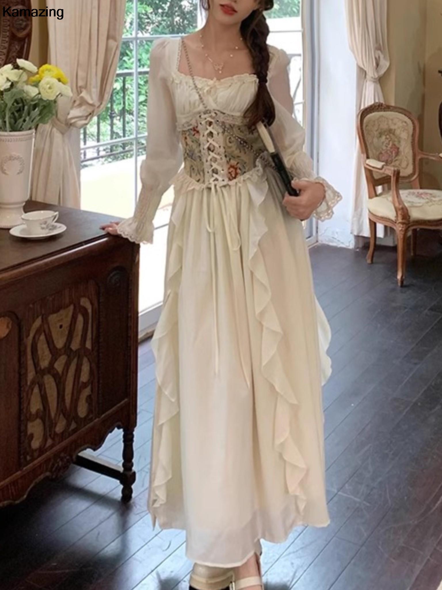 Vintage Franse Korset Midi Jur - French Vintage Floral Midi Dress recensie en prijs