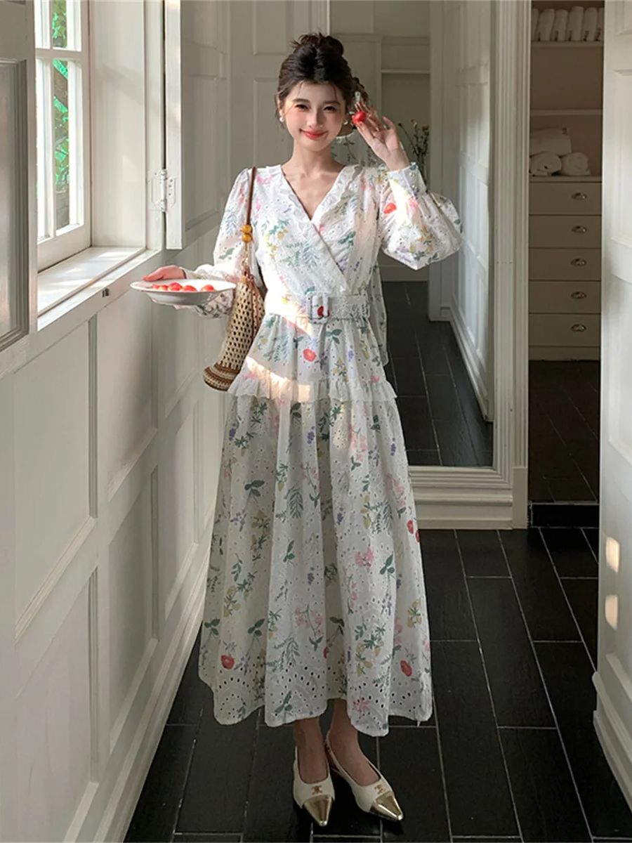 Franse romantische stijl lanta - French Vintage Floral Midi Dress recensie en prijs