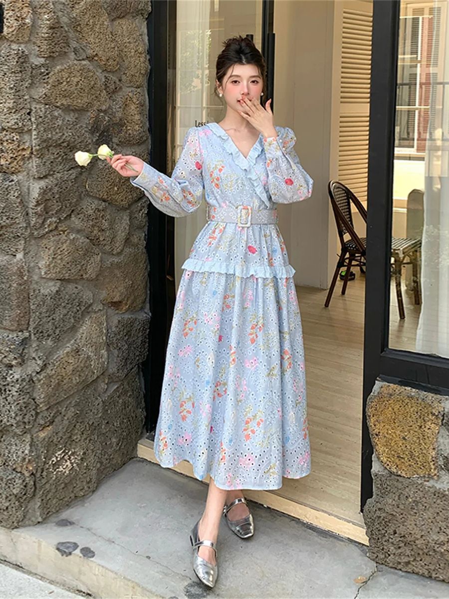 Franse romantische stijl lanta - French Vintage Floral Midi Dress recensie en prijs