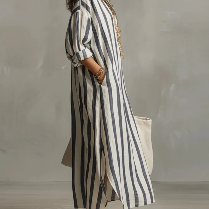 Elegante linnen jurken met rev - Casual Loose Linen Shirt Dress recensie en prijs
