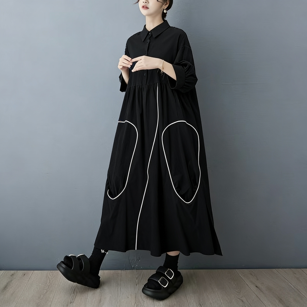 SuperAen lente- en herfstcolle - Korean Style A Line Shirt Dress recensie en prijs